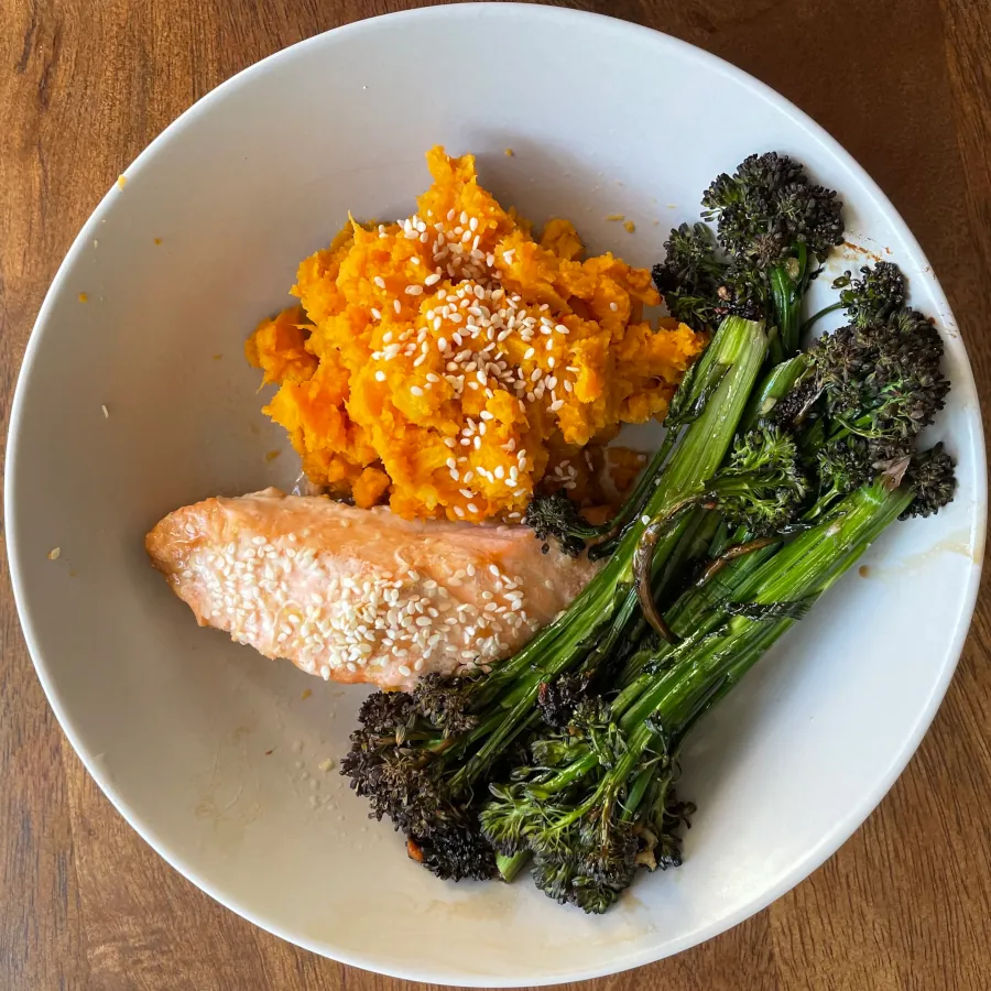 Sesame Salmon With Sweet Potato Mash & Broccoli Image 2