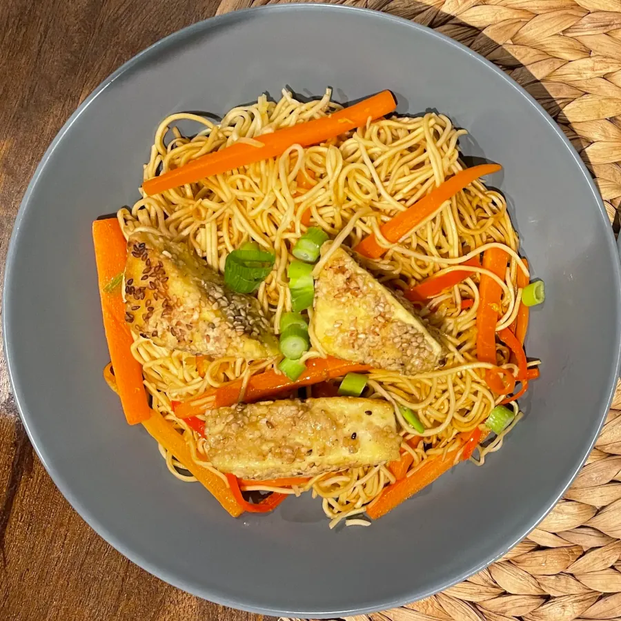 Sesame Crusted Tofu & Ginger Noodles